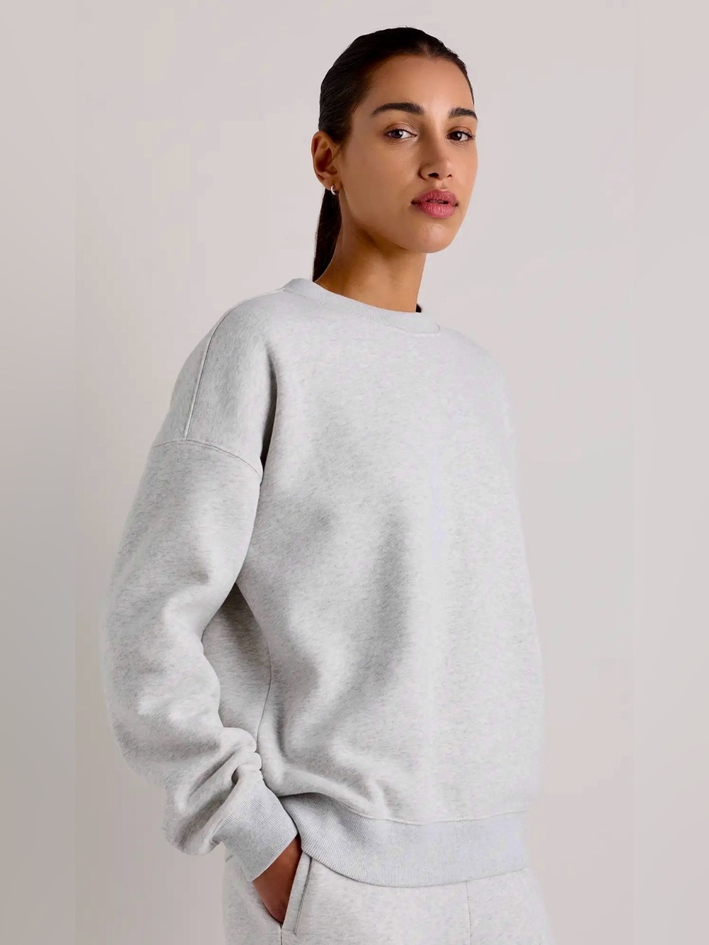 Quince Everyday Fleece Crew in Light Heather Gray